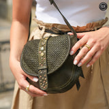 Borsetta Milano in pelle intrecciata Fury Bags#colore_verde-militare