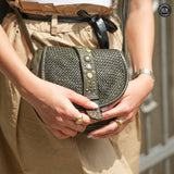 Borsetta Milano in pelle intrecciata Fury Bags#colore_verde-militare