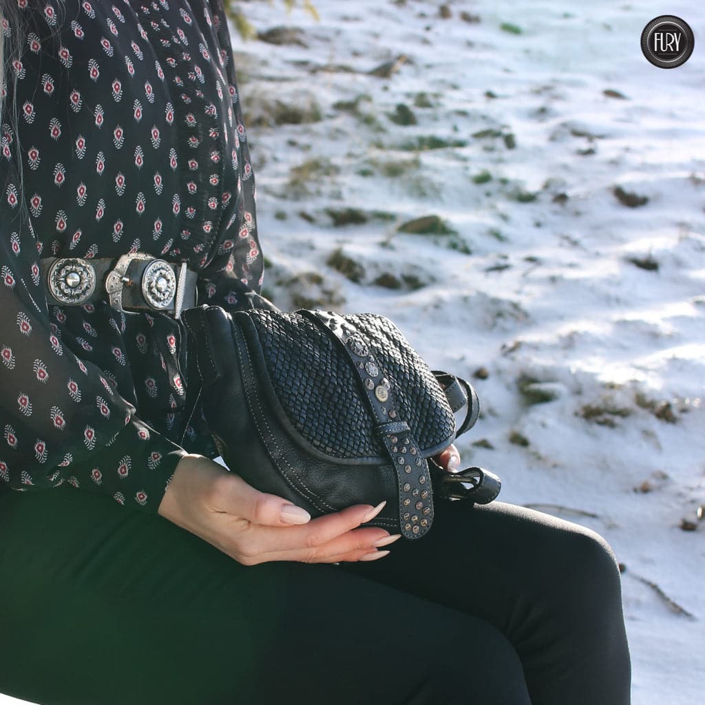 Borsetta Milano in pelle intrecciata Fury Bags#colore_nero