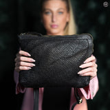 Pochette Leslie in pelle intrecciata Fury Nero