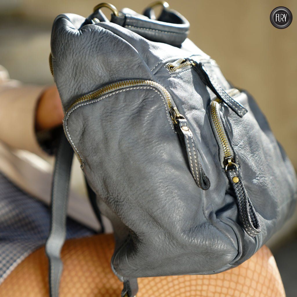 Zainetto multitasche in pelle Fury Bags#colore_grigio