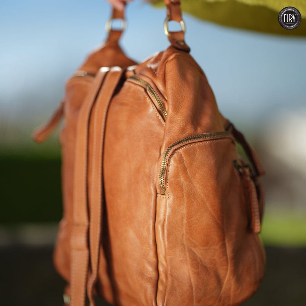 Zainetto multitasca in pelle vintage Fury Bags Zaini in vera pelle