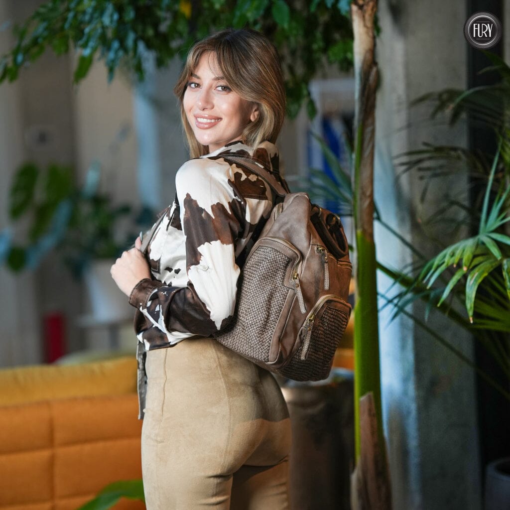 Zainetto Volterra in pelle intrecciata - Preordine - Fury