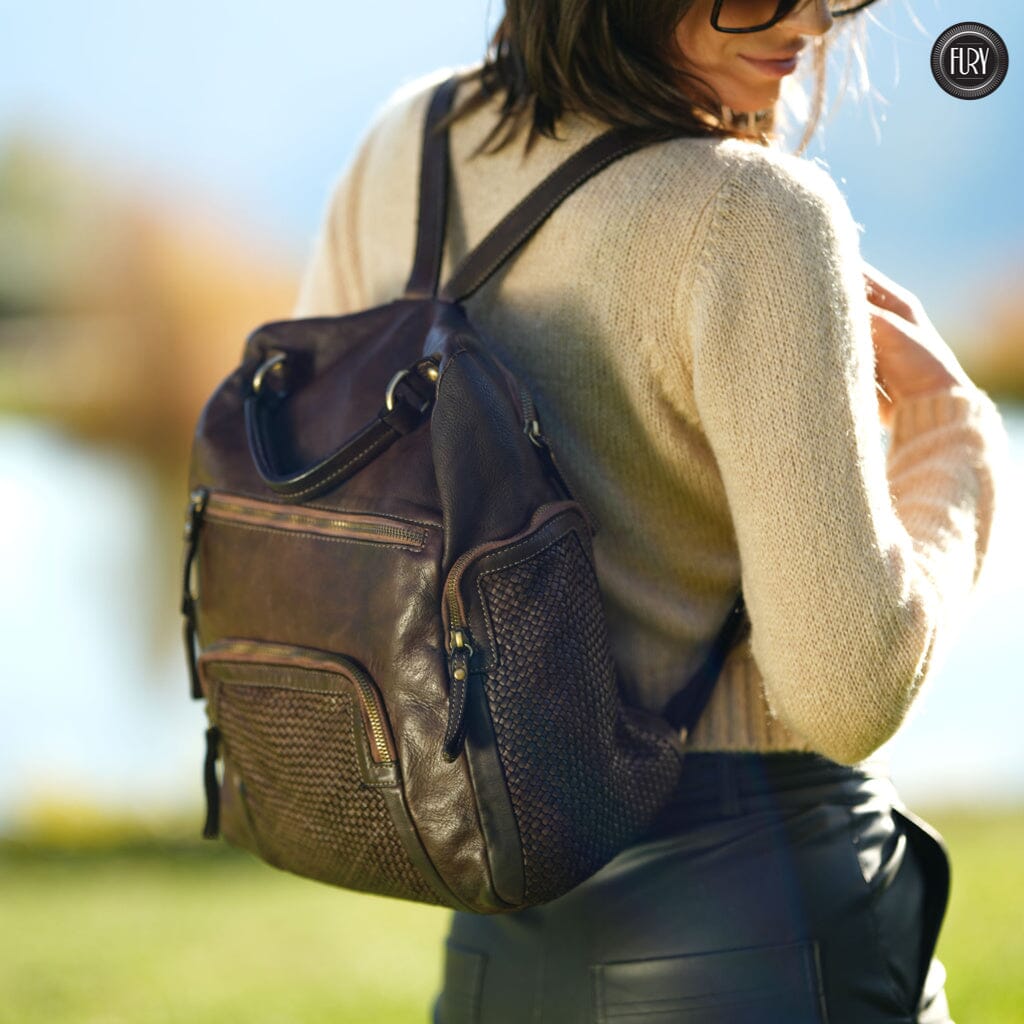 Zainetto Volterra in pelle intrecciata - Preordine - Fury