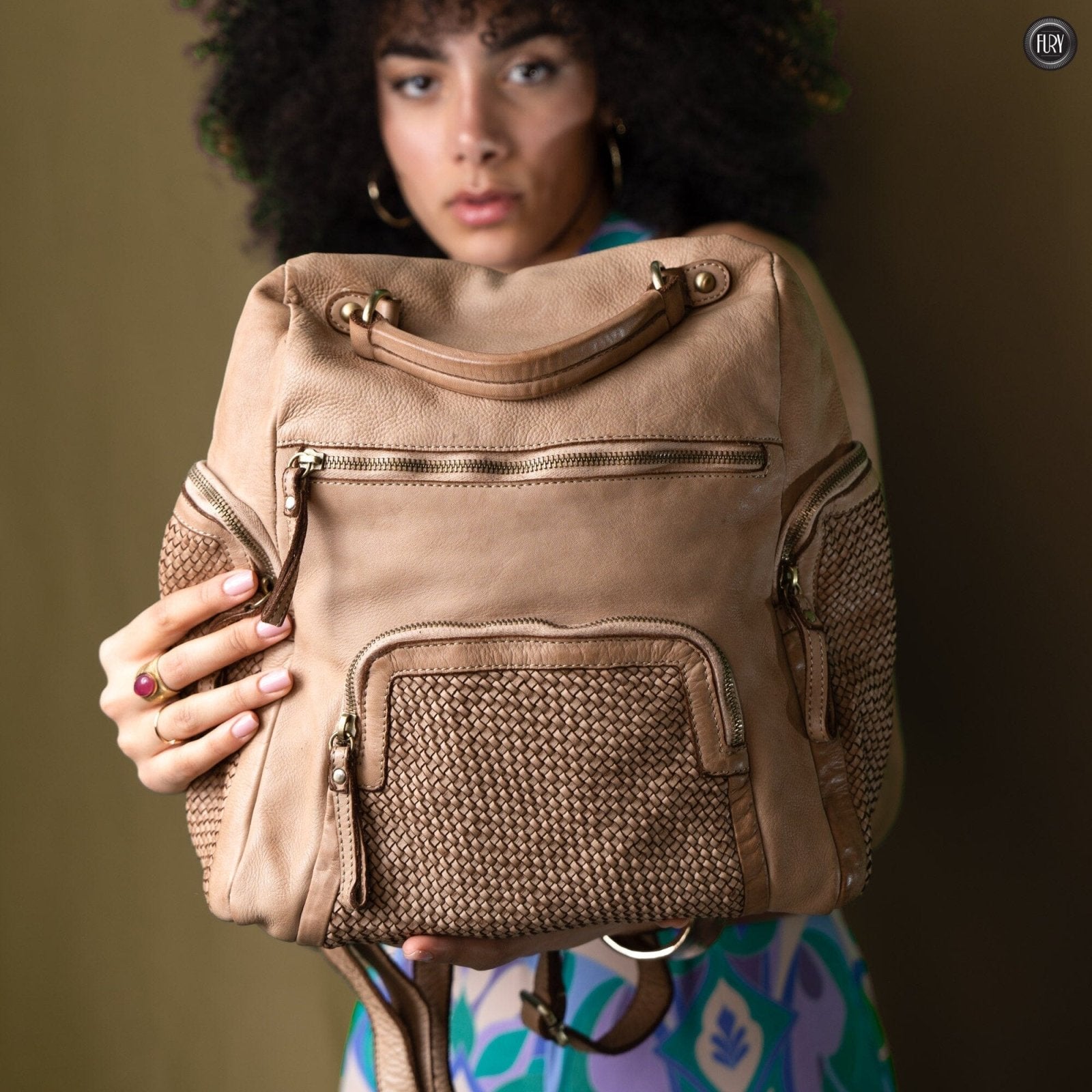 Zainetto Volterra in pelle intrecciata - Preordine - Fury