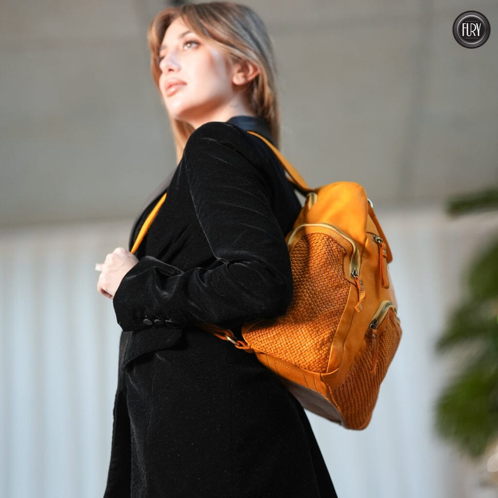 Zainetto Volterra in pelle intrecciata - Preordine - Fury