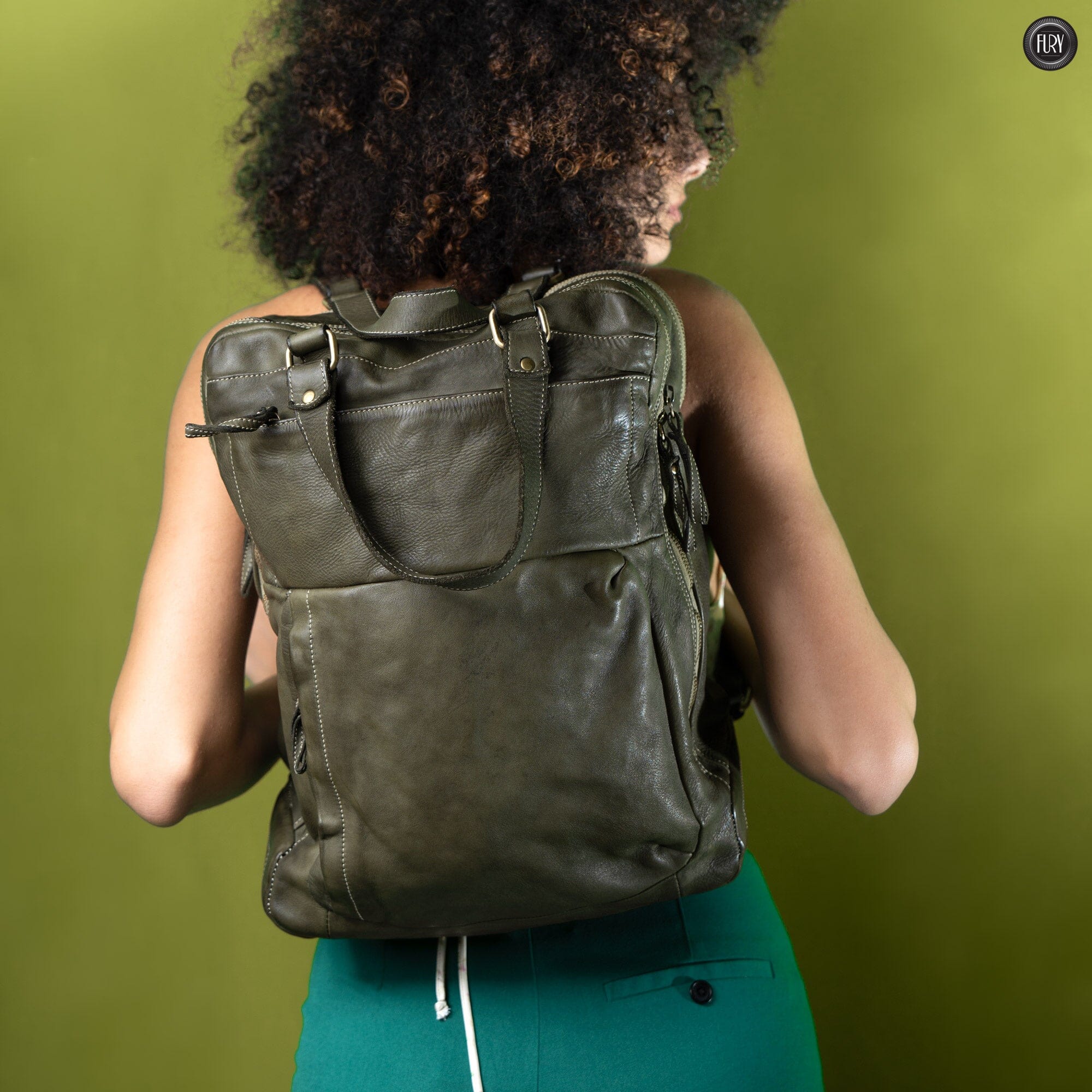 Zaino unisex in pelle vintage Fury Bags Zaini in vera pelle